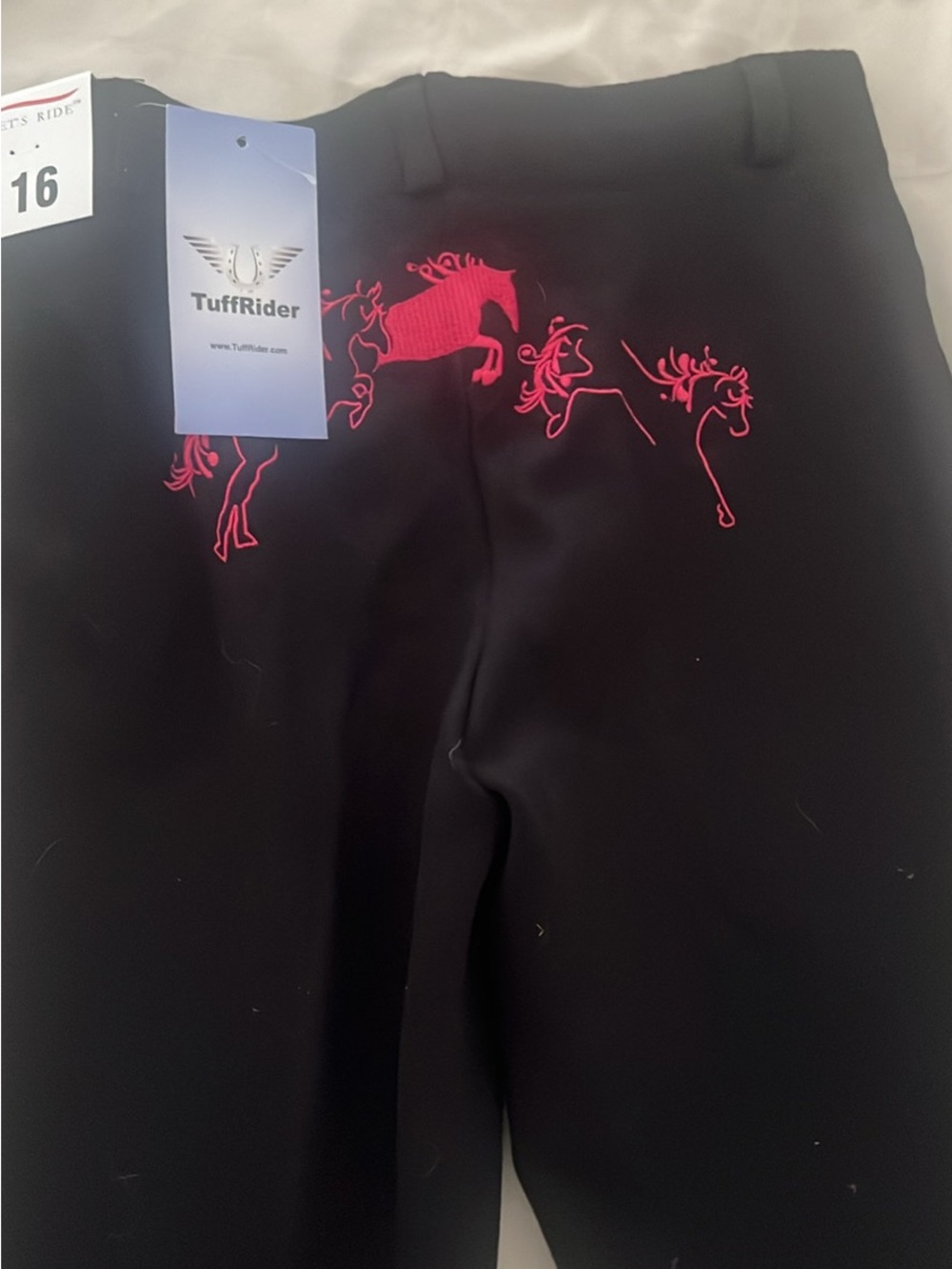 NWT Teen Riding Pants with Pink Horse Embroidery